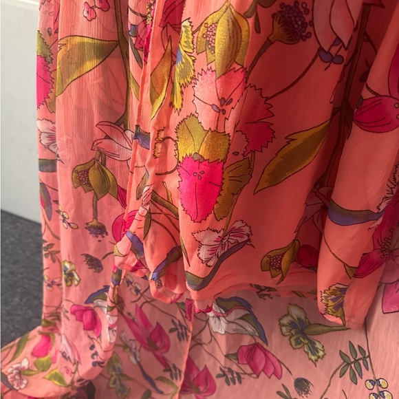 Gianni Bini Vibrant Pink Floral Long Sleeve shorts with flowing sheer skirt NWT - Picture 3 of 10